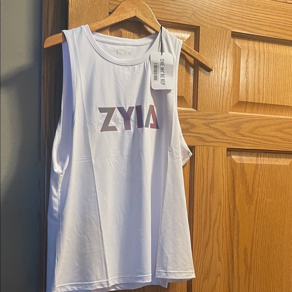 ZYIA Women's White Muscle Tee